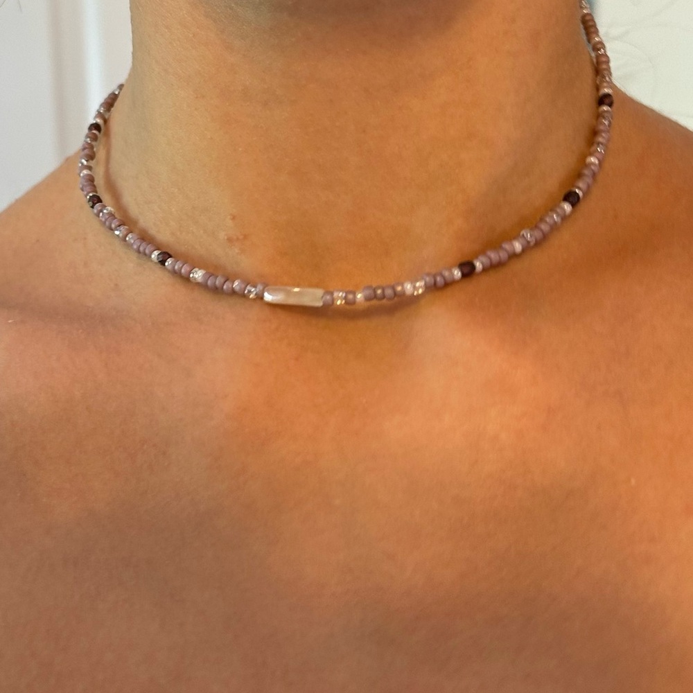 Elegant Purple Beaded Choker Necklace